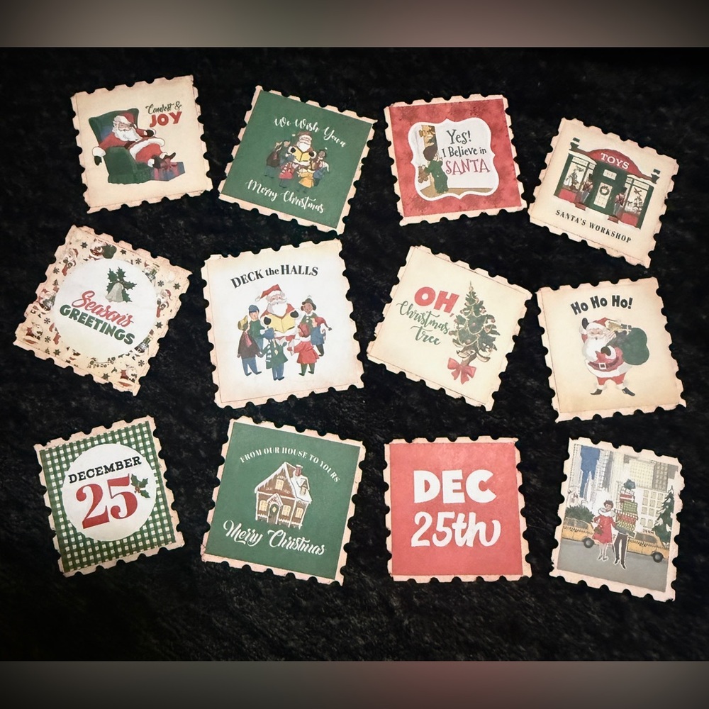 💜 Handcrafted Vintage Christmas Mini Note Cards